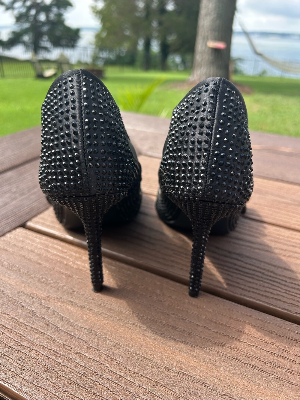 Jessica Simpson Black Studded Pointed-Toe Bow Heels - Picture 2 of 6